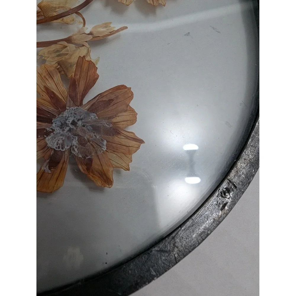 Dried Press Flowers German Metal & Glass Round sun catcher boho cottagecore